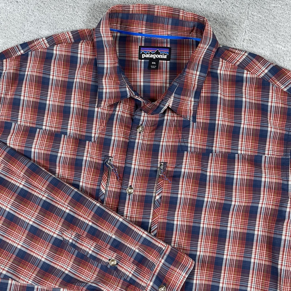 Patagonia Sun Stretch Shirt Men XXL Roll Tab Sleeve Fishin Outdoor Worn Wear UPF